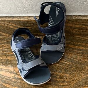 Ladies Clark Walking Sandals in Denim Blue